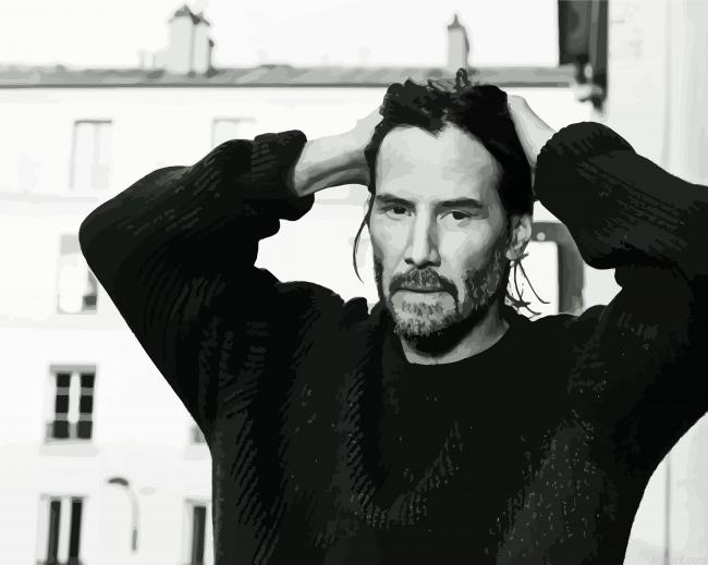 Keanu Reeves Black And White Painting By Numberss.png