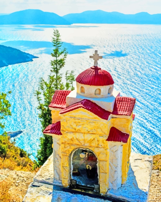 Kefalonia Church Greece New Painting By Numberss.png