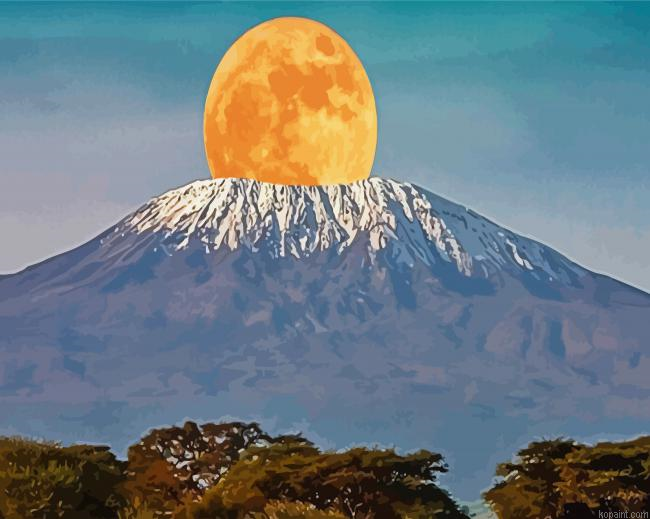 Kenya Full Moon Kilimanjaro Mountain Painting By Numberss.png