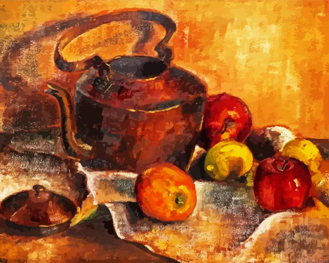 Kettle And Apples Still Life Painting By Numberss.png