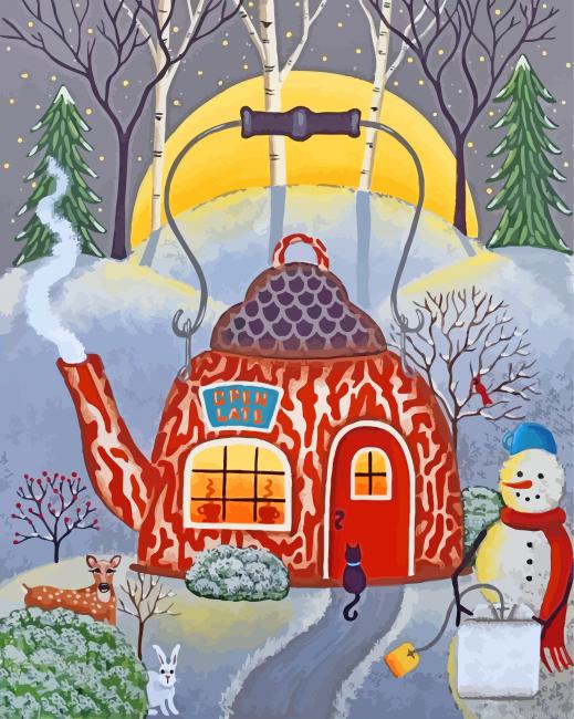 Kettle Christmas House Painting By Numberss.png