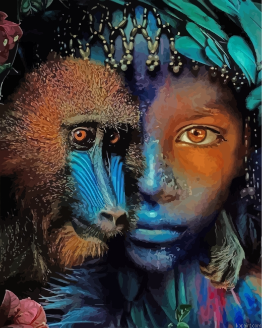 Kid And Monkey Painting By Numberss.png