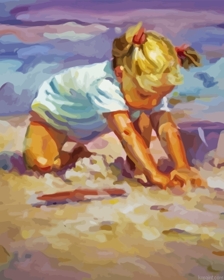 Kid At Beach Painting By Numberss.png