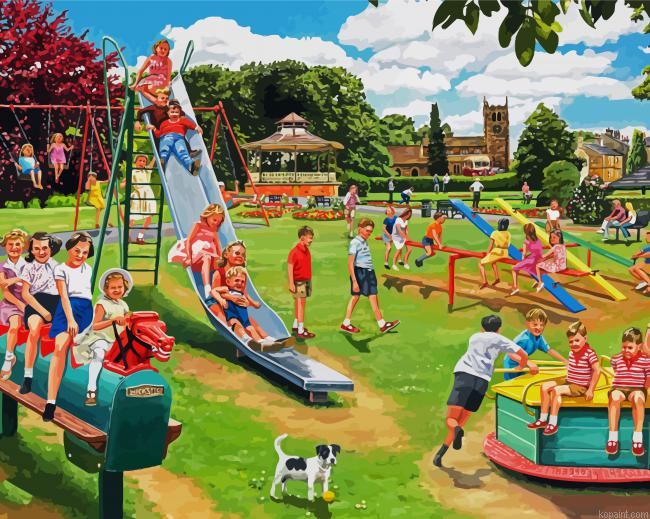 Kids At Playground Paint By Numbers