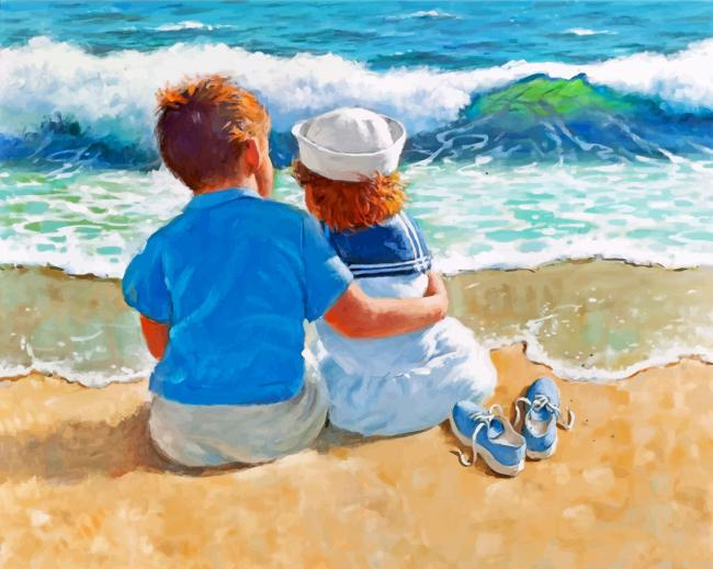 Kids In The Beach Painting By Numberss.png