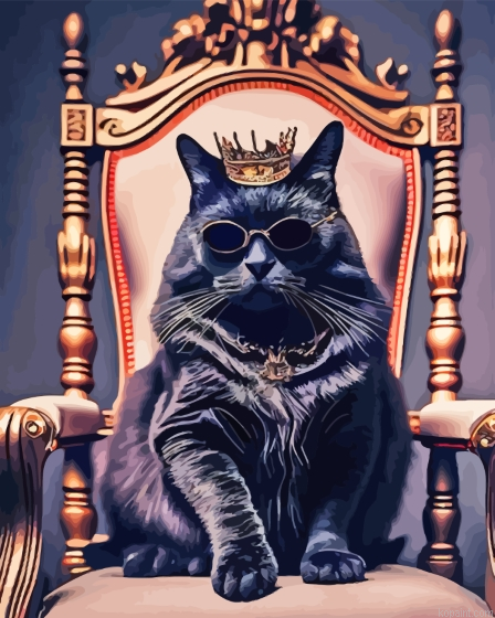 King Black Cat Painting By Numberss.png