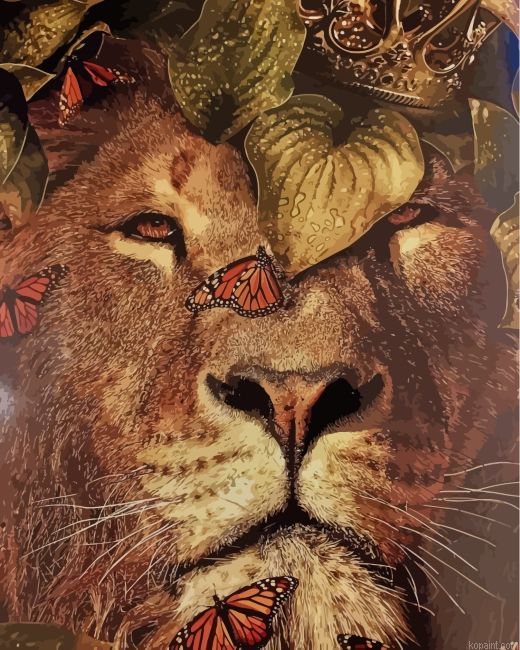 King Lion And Butterflies Painting By Numberss.png