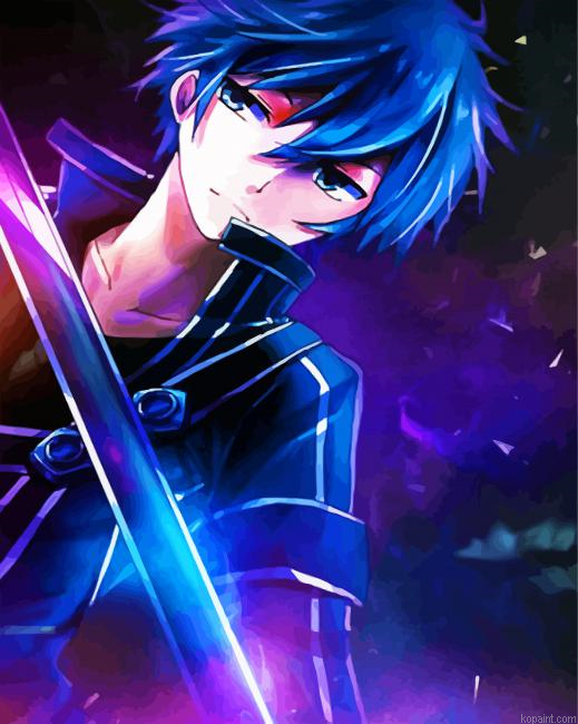 Kirito Anime Character Painting By Numberss.png