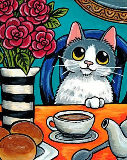 Kitty Having Breakfast Painting By Numberss.png