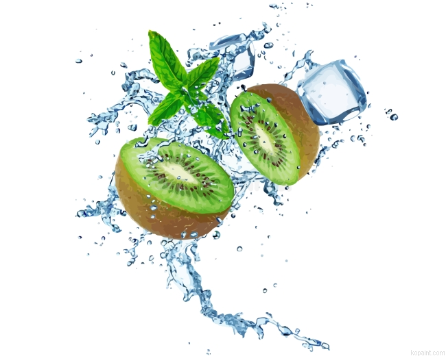 Kiwi Water Splash Painting By Numberss.png
