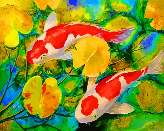 Koi Fish In Pond Painting By Numberss.png