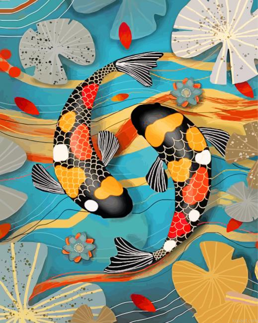 Koi Fishes Painting By Numberss.png