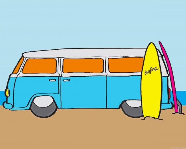 Kombi Van And Surfing Board Painting By Numberss.png