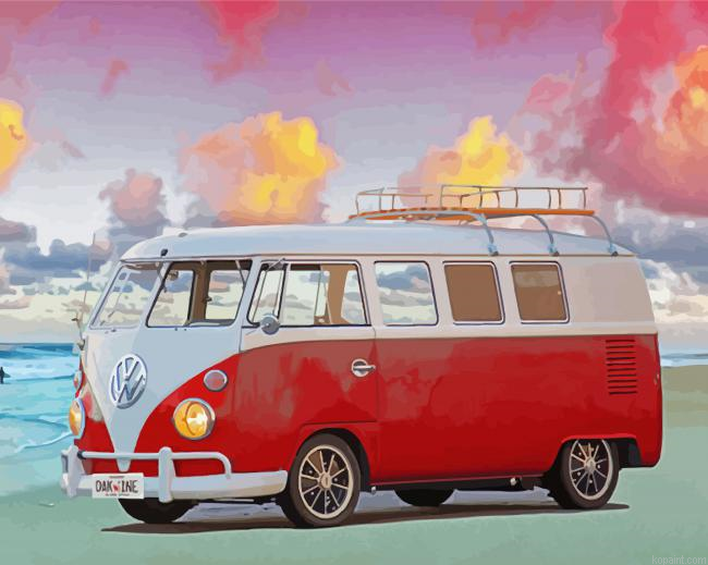 Kombi Van At The Beach Painting By Numberss.png