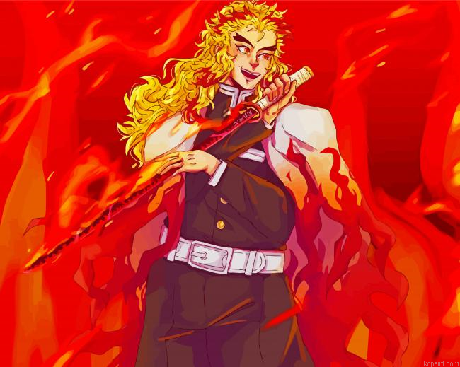 Kyojuro Rengoku Kimetsin No Yaiba Painting By Numberss.png