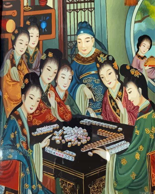 Ladies Playing Mahjong Painting By Numberss.png