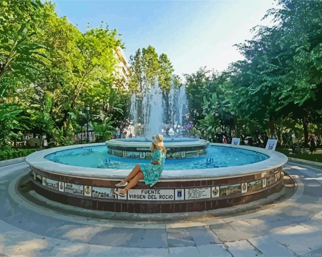 Lady Contemplating Marbella Fountain Painting By Numberss.png