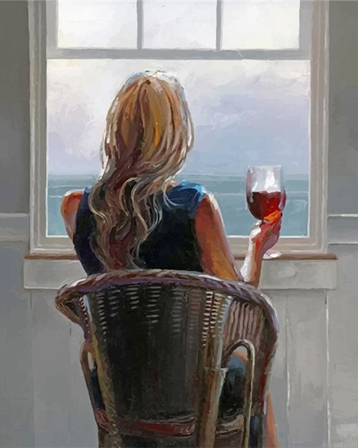 Lady Drinking Red Wine New Painting By Numberss.png