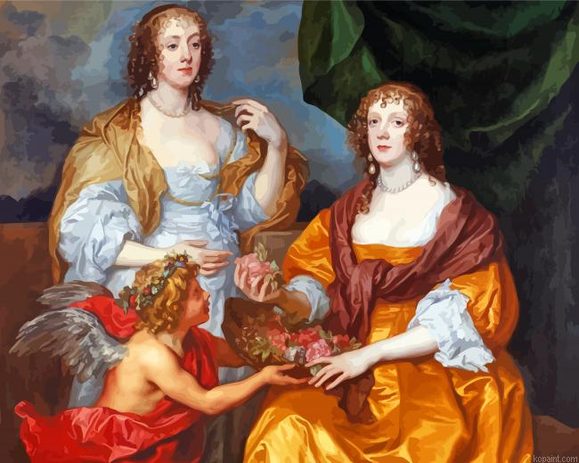 Lady Elizabeth Thimbelby And Her Sister By Anthony Van Dyc Painting By Numberss.png