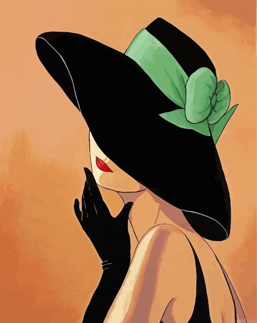 Lady In Flirty Hat Painting By Numberss.png