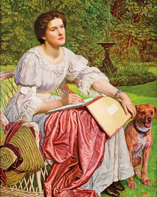 Lady In Garden Art Painting By Numberss.png