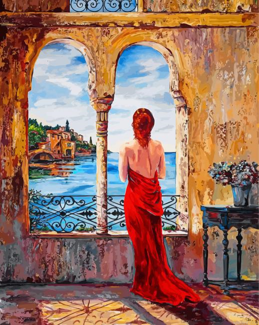 Lady Looking Out Of Window Painting By Numberss.png