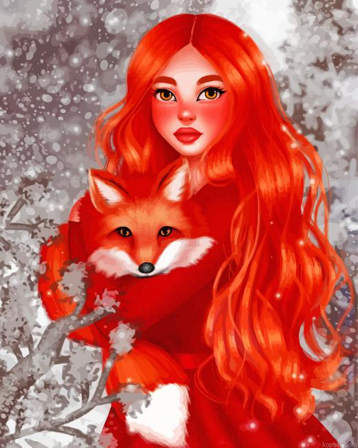 Lady With Fox Painting By Numberss.png