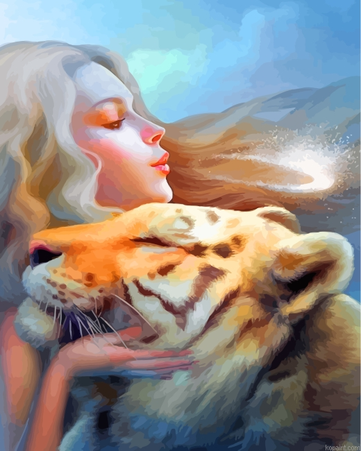 Lady With Tiger Painting By Numberss.png