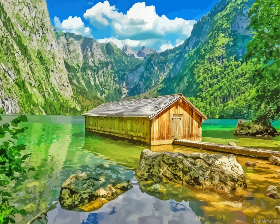 Lake Koenigssee Cabin Painting By Numberss.png