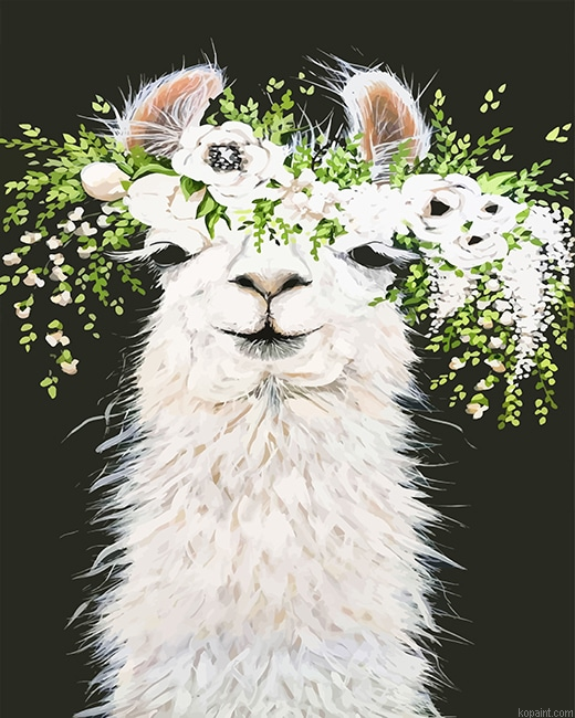 Lama With Flowers New Painting By Numberss.png