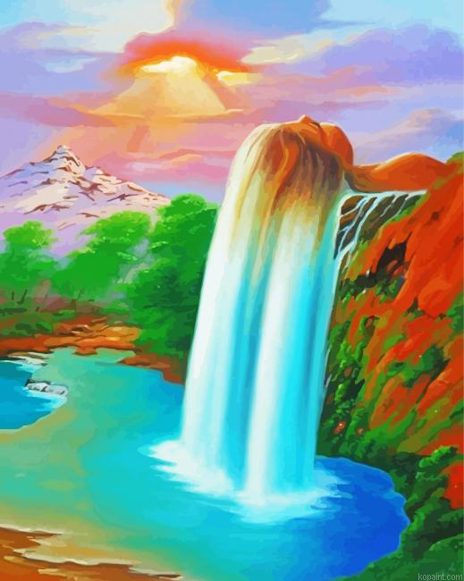 Landscape Waterfall Hair Painting By Numberss.png