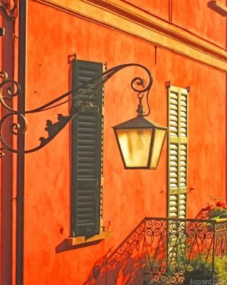 Lantern In Orange Wall Painting By Numberss.png