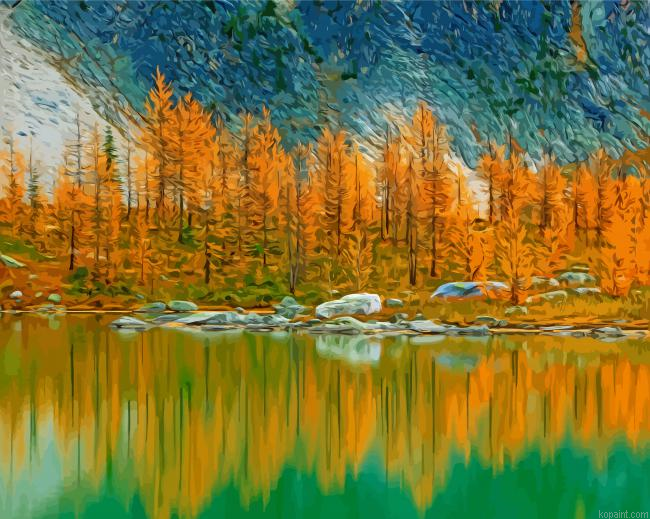 Larch Trees Silhouette Art Painting By Numberss.png