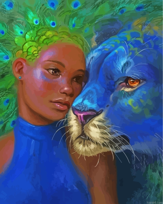 Leopard Goddess Peafowl Painting By Numberss.png