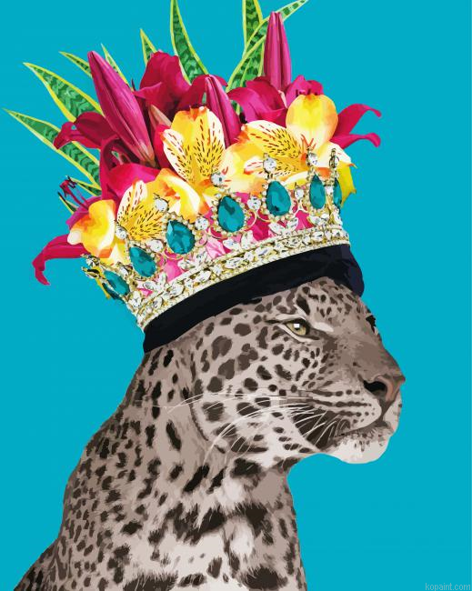 Leopard With Crown Painting By Numberss.png