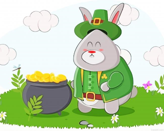 Leprechaun Rabbit Art Painting By Numberss.png