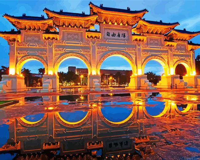 Liberty Square Arch Taipei Taiwan Painting By Numberss.png