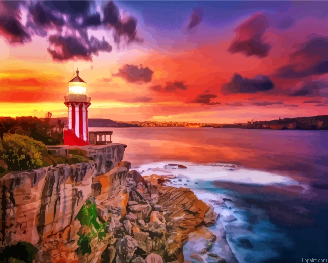 Lighthouse At Sunset Painting By Numberss.png