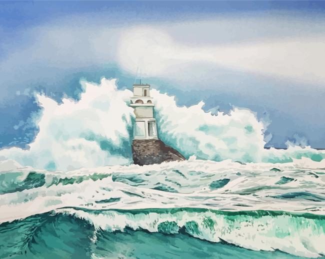 Lighthouse Crashing Waves Paint By Numbers