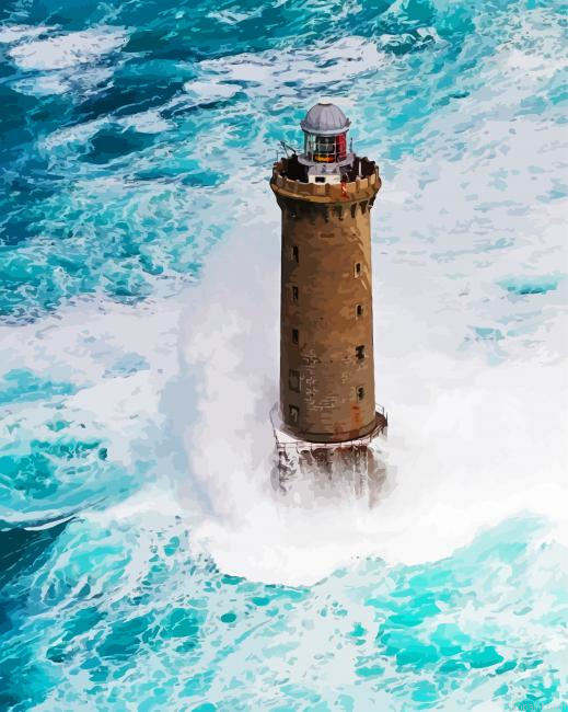 Lighthouse In Sea Waves Painting By Numberss.png