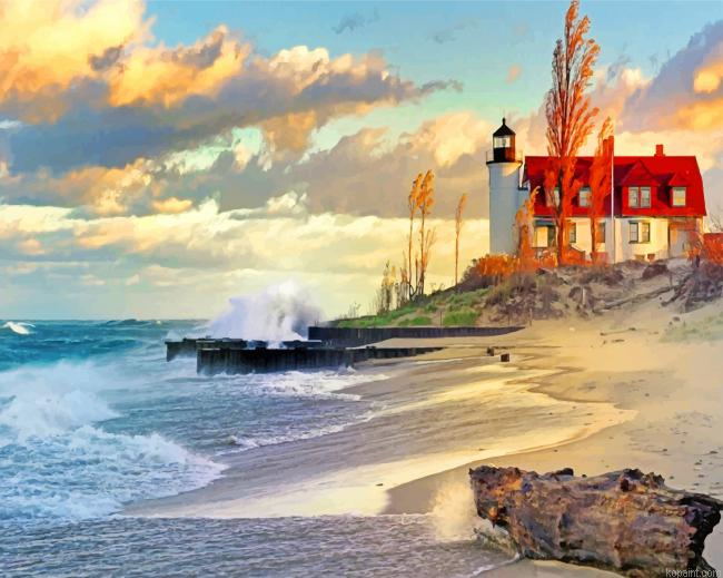 Lighthouse Scenery Painting By Numberss.png