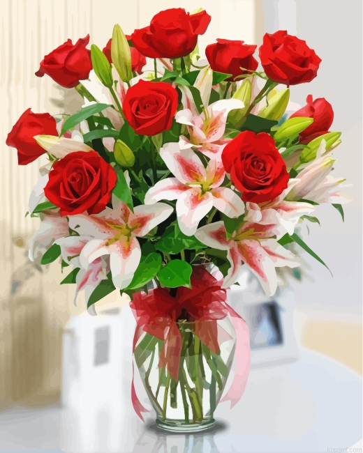 Lily And Rose Bouquet Painting By Numberss.png