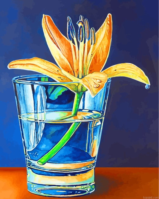 Lily Plants In Glass Painting By Numberss.png