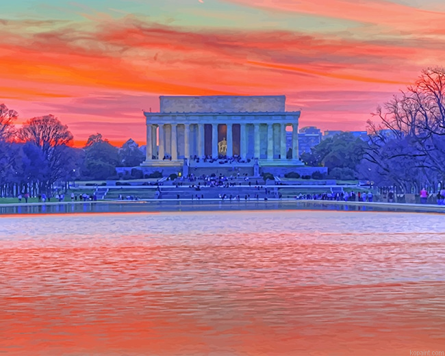 Lincoln Memorial Sunset Washington Paint By Numbers