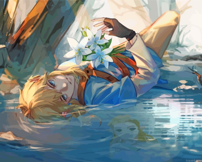 Link Holding Flowers Painting By Numberss.png