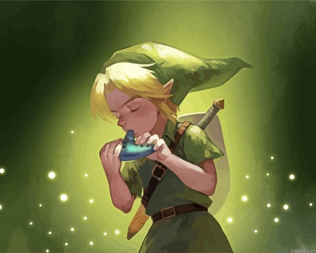 Link Playing Ocarina Legend Of Zelda Painting By Numberss.png