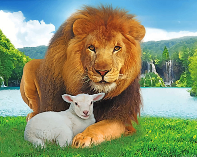 Lion And Lamb Painting By Numberss.png