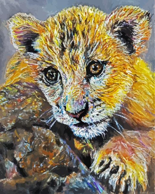 Lion Cub Head Art Painting By Numberss.png