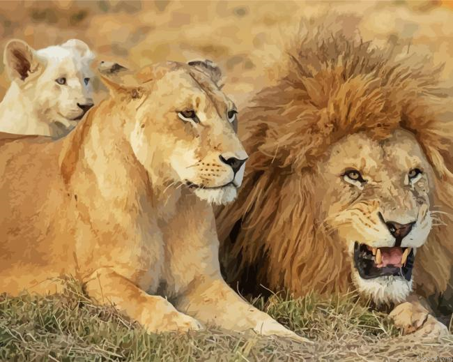 Lion Family Painting By Numberss.png