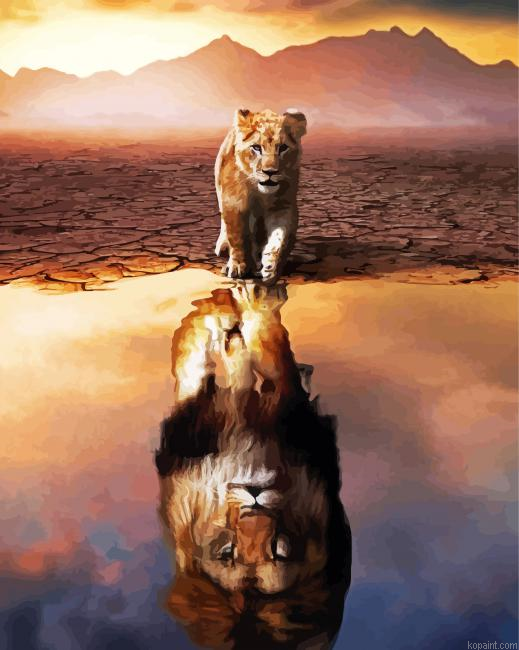 Lion Reflection Painting By Numberss.png